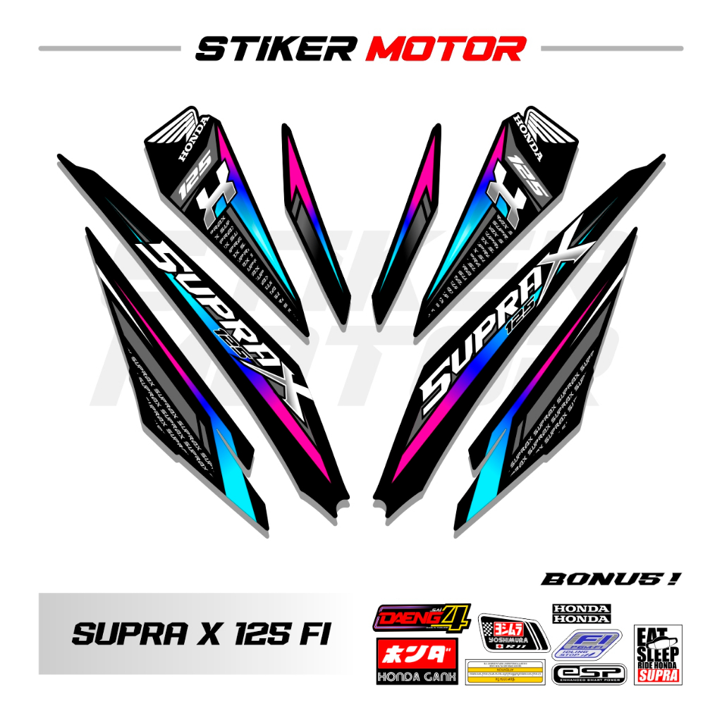 SP47 Striping Stiker Supra X 125 Fi Variasi Simpel Garis Sticker Motor Honda Supra X 125 New Injeksi