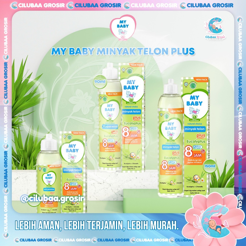 MY BABY Minyak Telon Plus - Eucalyptus 60mL 90mL 150mL || Minyak Telon Plus Bayi Anti Nyamuk Tahan L