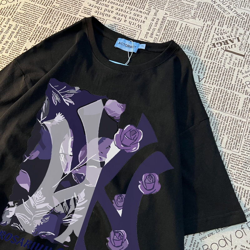 t shirt mawar ungu retro style baju kaos oversize wanita baju atasan wanita terbaru fashion kaos wan