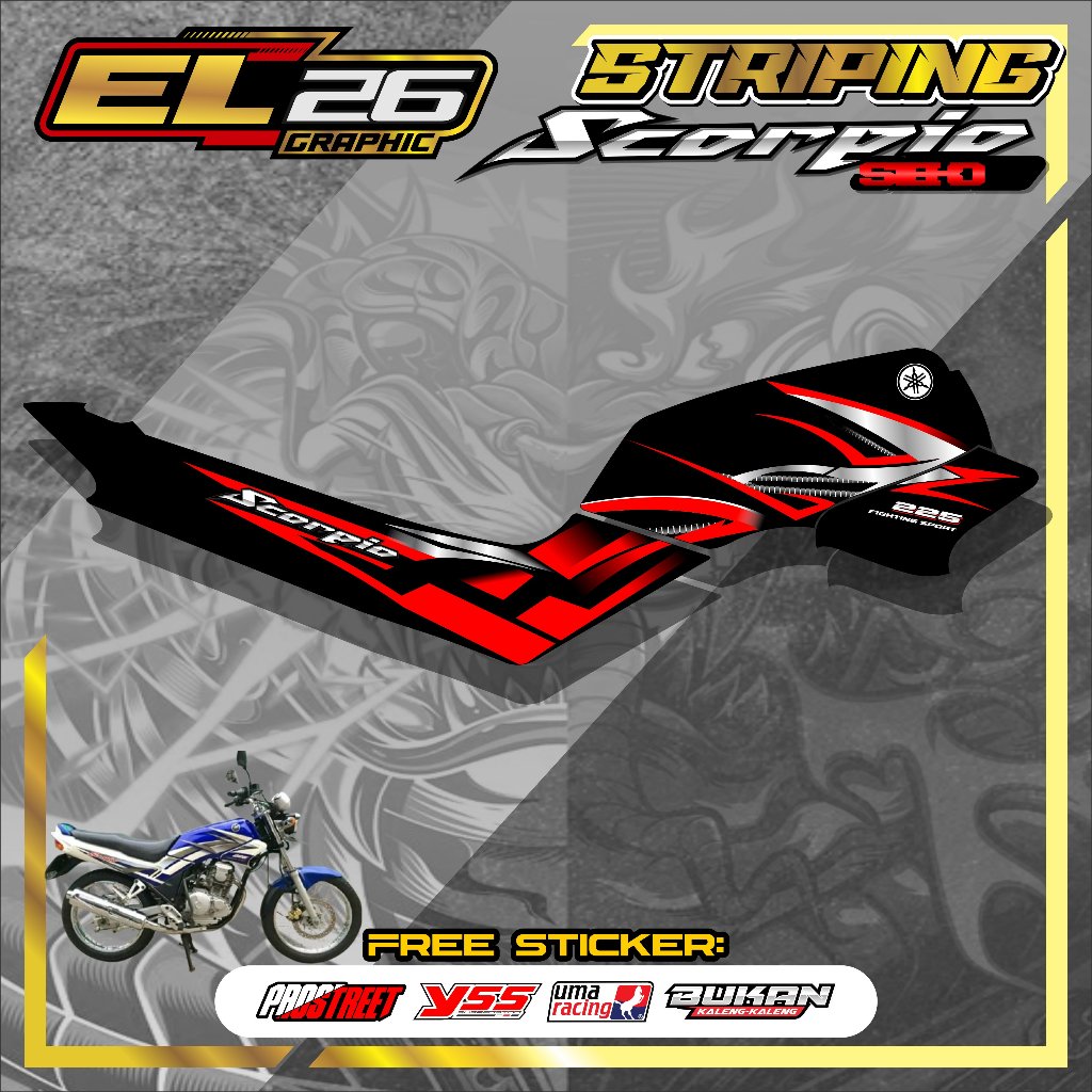229 STRIPING STICKER YAMAHA SCORPIO STEKO - STICKER YAMAHA SCORPIO STEKO MOTIF SIMPLE PREMIUM