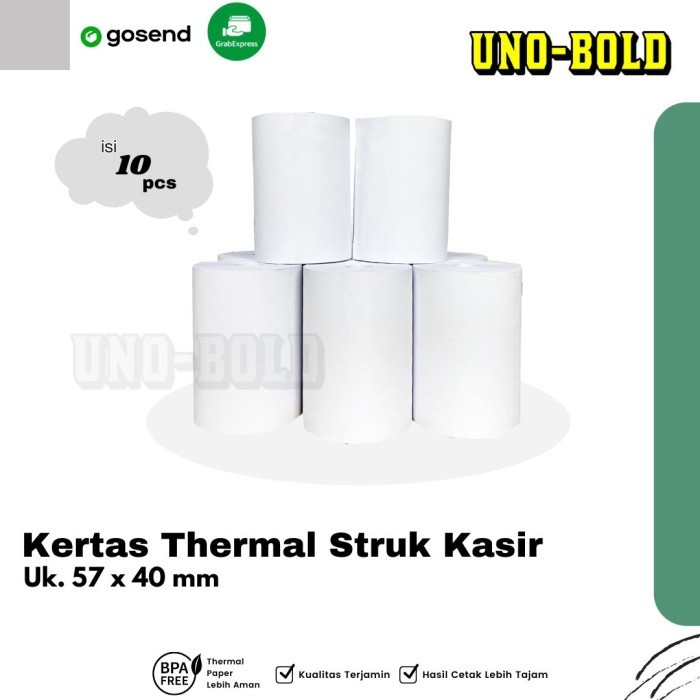 

KERTAS STRUK THERMAL PAPER ROLL 57x40 TERMAL EDC THERMAL PRINTER MINI BLUETOOTH 57MM CORELESS