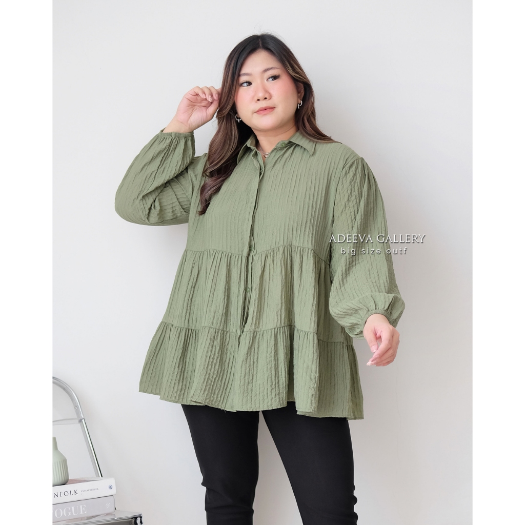 ADEEVA Gwen Blouse Kemeja Susun Ruffle Rempel Jumbo