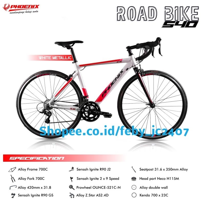 Sepeda balap roadbike road bike 700 x 32c phoenix 540 Alloy