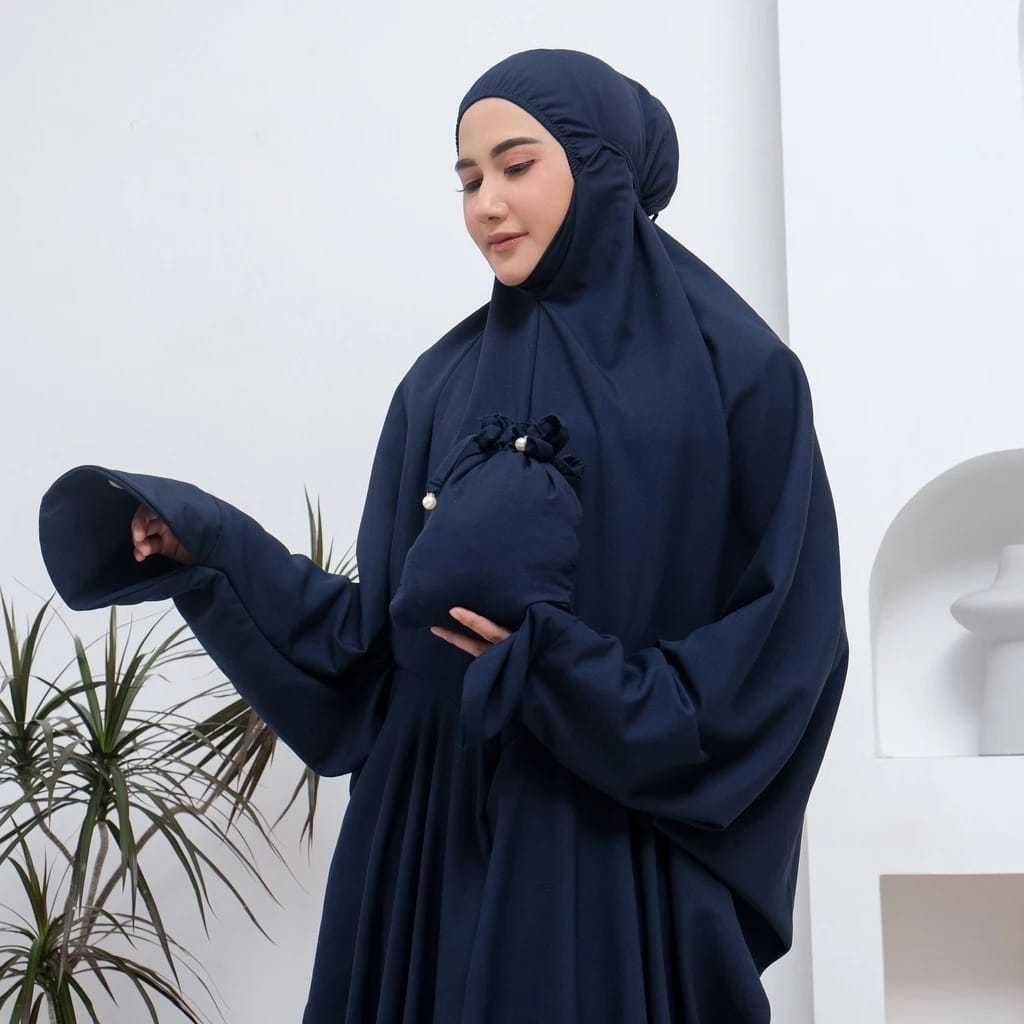 Mukena Dewasa Katun Polos Terusan/Mukena Nadia Terusan Polos Niqob/ Mukena Lajuran katun