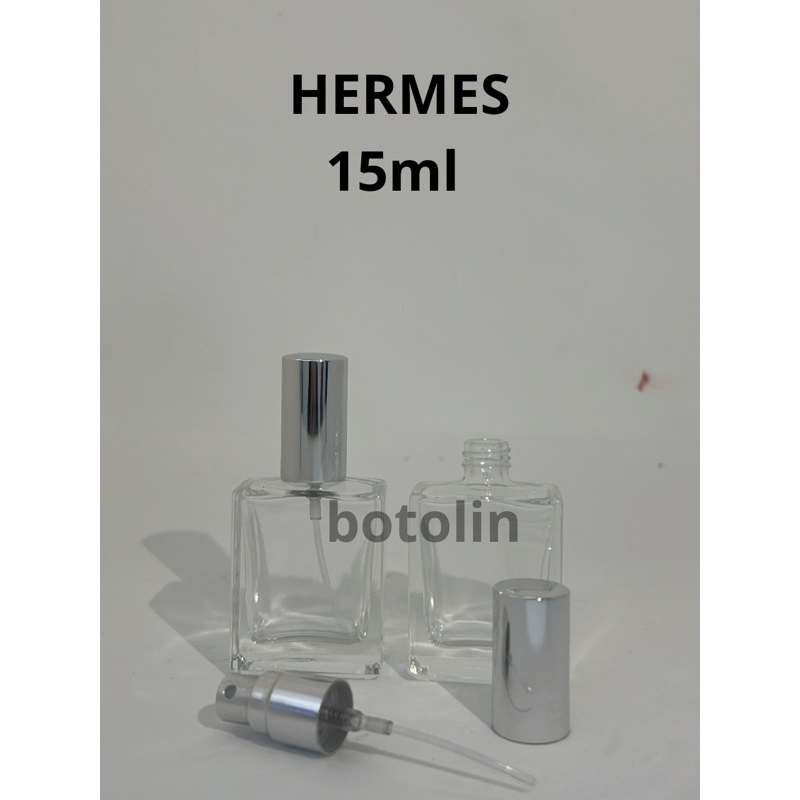 Botol Parfum Hermes 15ML Drat Tutup silver - Botol Parfum Kosong Hermes - Botol Parfum Kaca 15ML