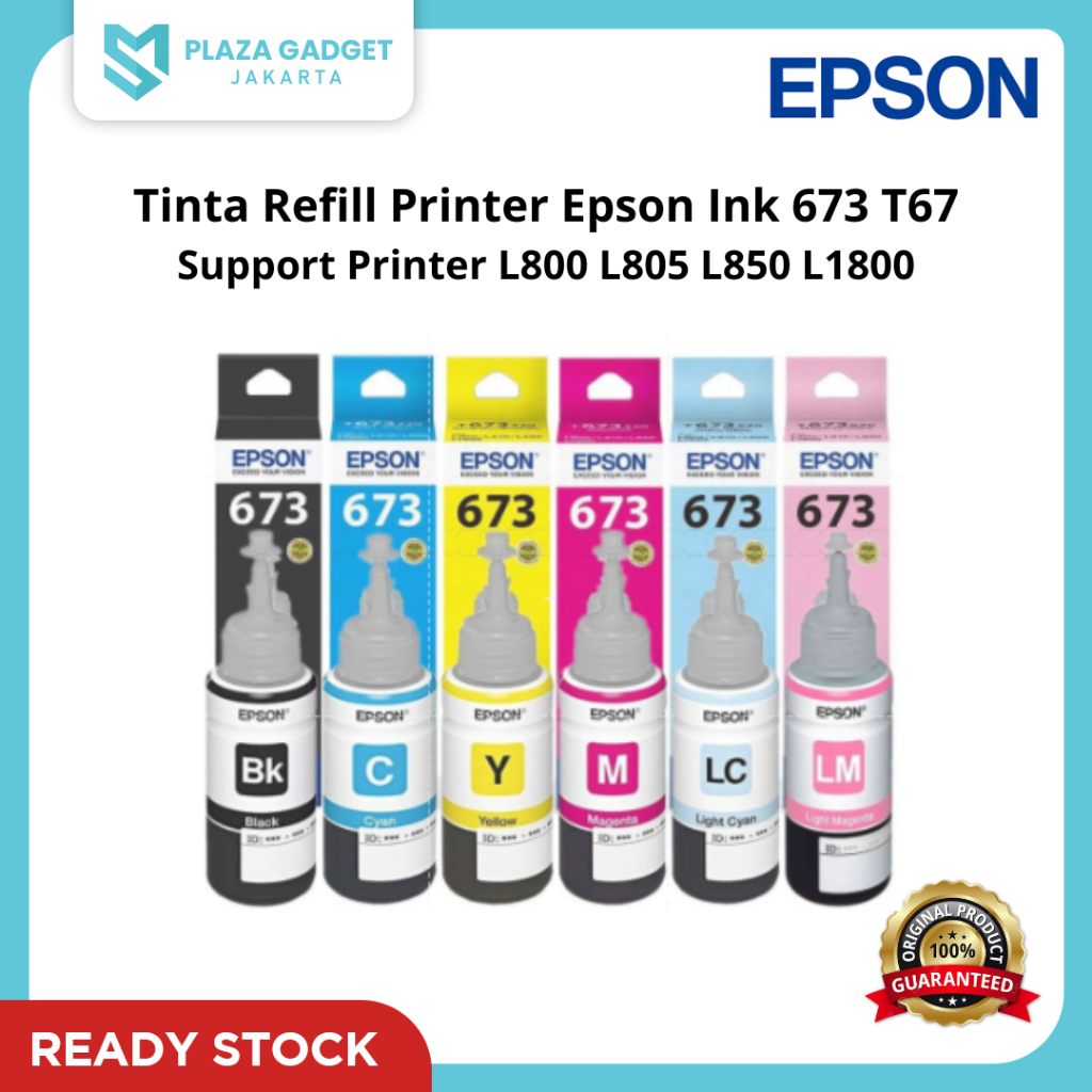 Tinta Refill Printer Epson Ink 673 T673 Original Tinta Printer L800 L805 L850 L1800 Bergaransi Resmi