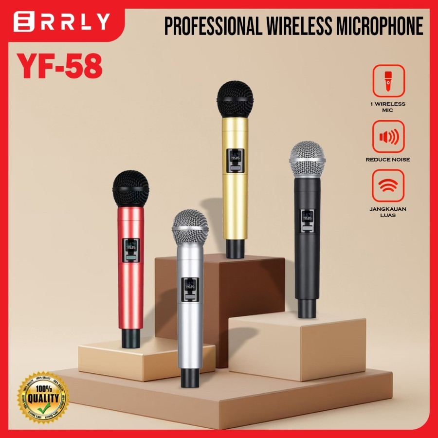 Mic Microphone Karaoke Wireless YF-58S UHF Double Mic Microphone Karaoke Bluetooth YF 58 UHF SINGLE
