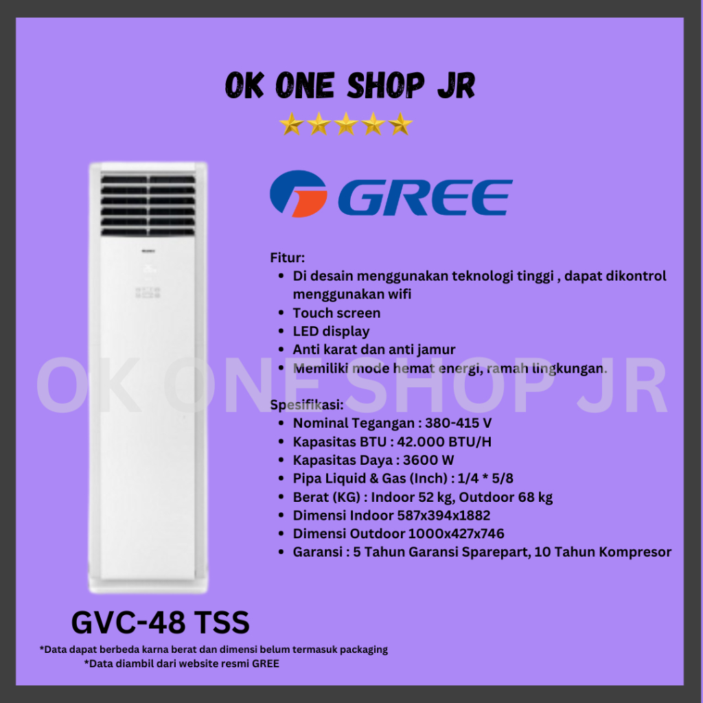 GREE Ac Floor Standing 5PK GVC-48TSS | AC GREE 5 PK GVC-48TSS