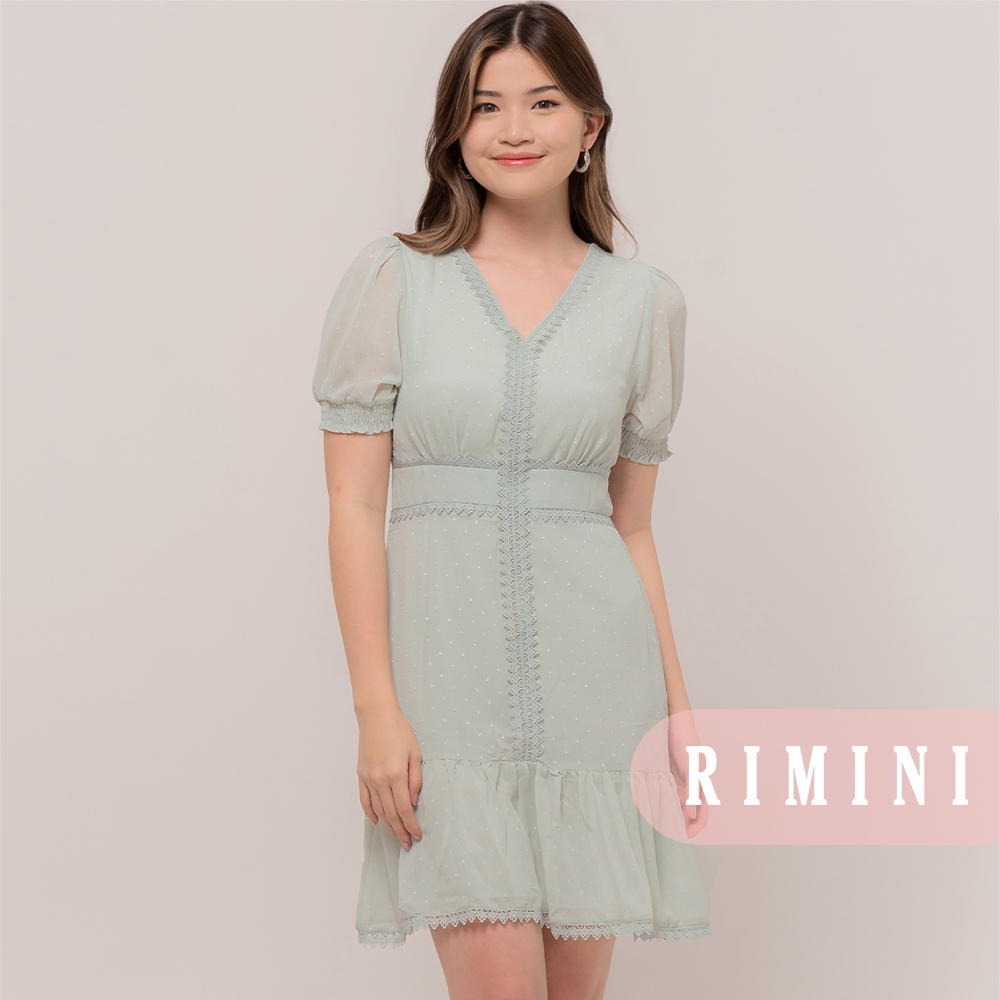 RIMINI - Dress Wanita Gaun Pesta Vneck Crinkle Mini Ruffle Valentine XS-XL- Hyena Dress 5156D