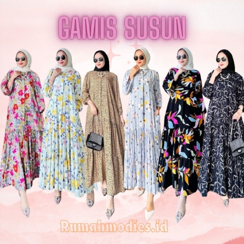 (ORI ZARA) GAMIS SUSUN/ GAMIS REMPEL/SET HIJAB/ MIDI DRESS