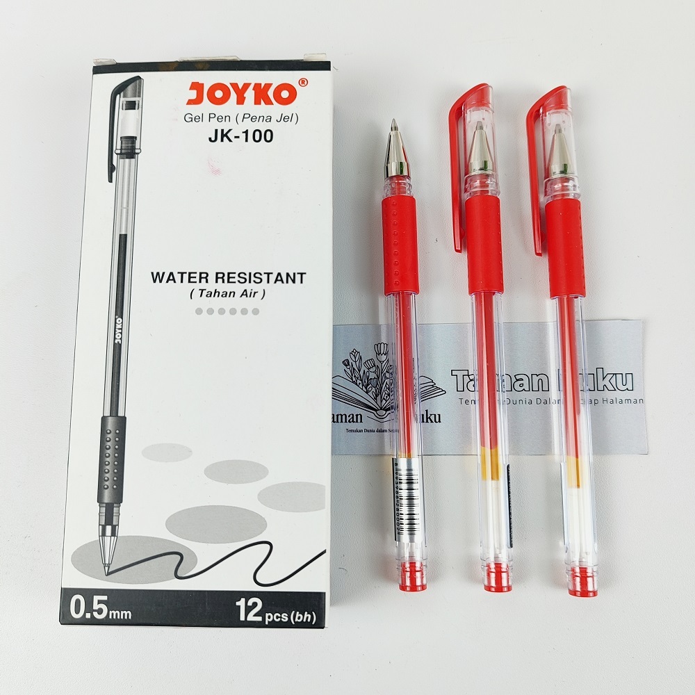 

Pulpen Gel Joyko JK-100 Pena Gel Ballpoint Hitam Merah Biru Satuan Water Resistant