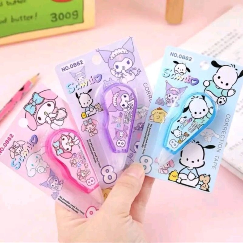 

Correction tape Sanrio/ Tip X Sanrio/ Tipe Ex Sanrio/Tipe X Kertas Tip X Roll Panjang 8m Motif Sanrio kuromi melody