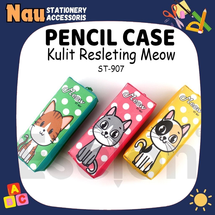 

Tempat Pensil Anak Resleting Seri Meow / Kotak Pensil Kulit Shintoeng / Tempat Pensil Resleting Fancy