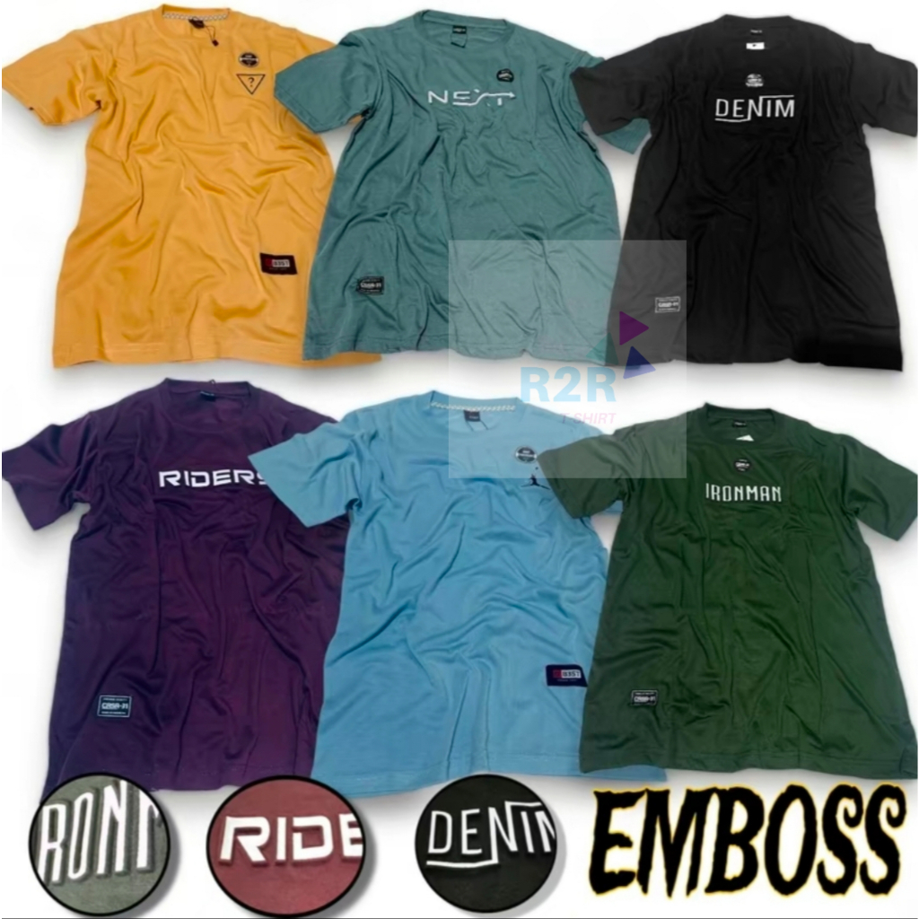 Kaos EMBOS Pria Paket isi 4 Pcs Keren Sablon Timbul Semi Katun 24s Harga Termurah / GROSIR