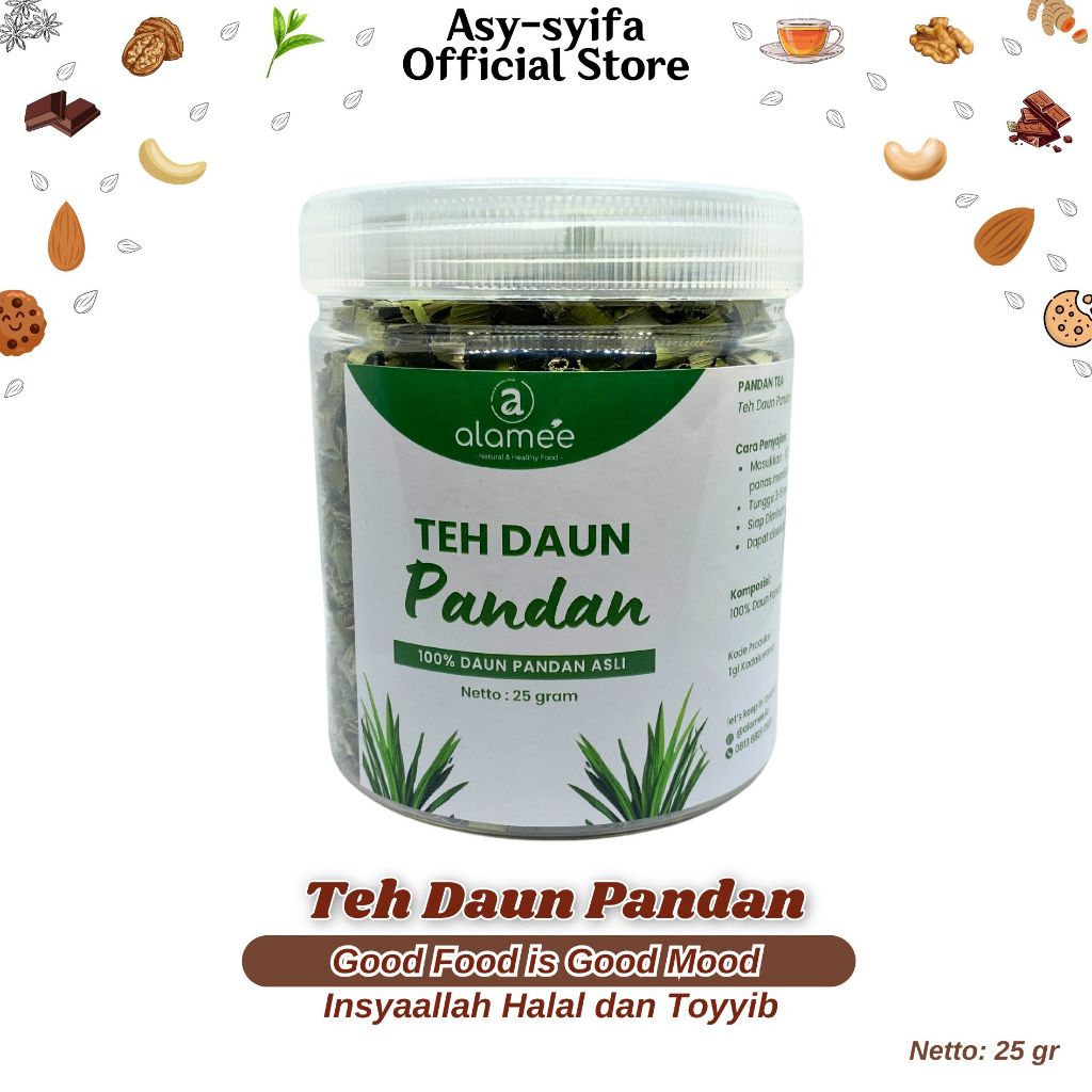 

Teh Daun Pandan Kering Leaf Tea Organik Alami Minuman Herbal Kemasan Toples 25 Gr