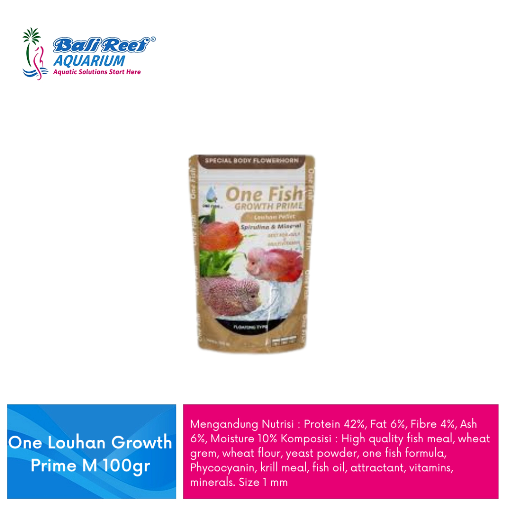 Pelet Penambah Berat Ikan Louhan One Louhan Growth Prime M 100gr