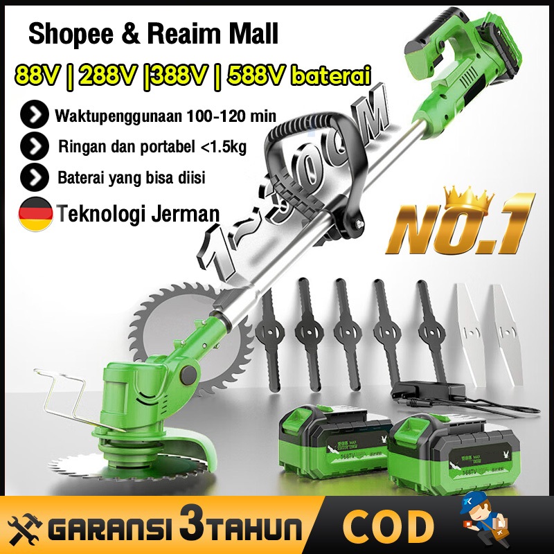 Mesin Potong Rumput Batrai 588V Mesin Pemotong Rumput Listrik Pemotong Rumput Elektrik Cordless Lawn