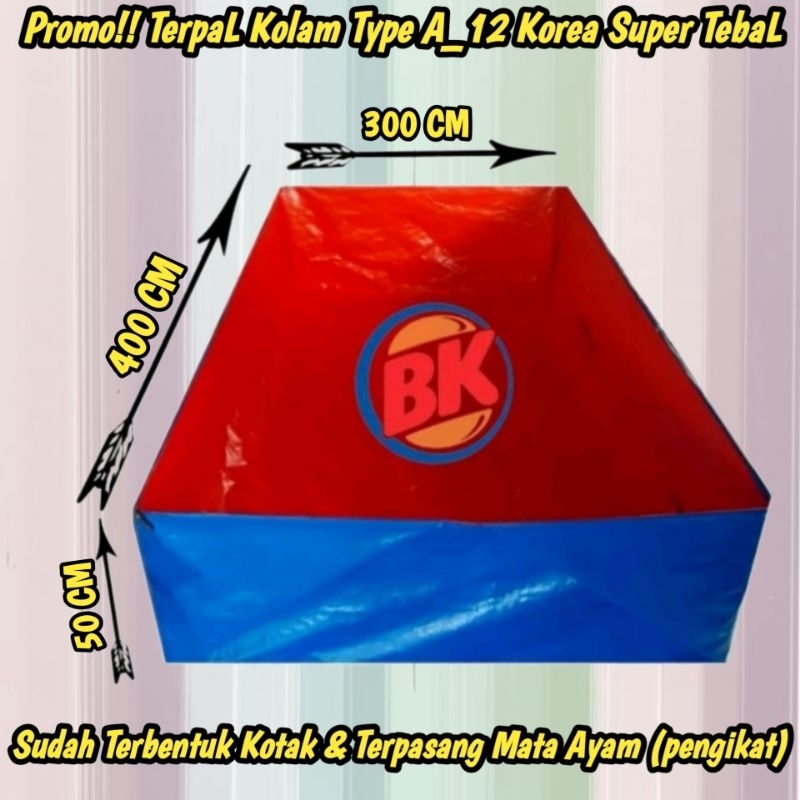Terpal kolam ikan ukuran 400x300x50Cm A_12 Super TebaL