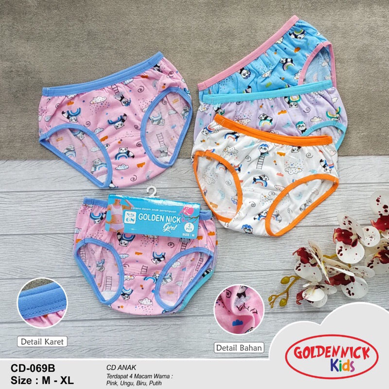 GOLDEN NICK | 3 pcs Celana Dalam Anak PEREMPUAN MOTIF - GOLDEN NICK CD 069 - Pakaian Dalam ANAK WANI