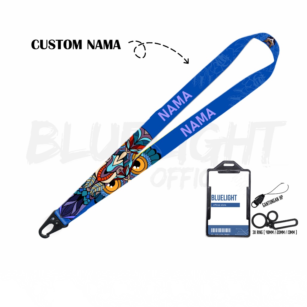 

Bluelight - Lanyard Tali Id Card Custom Nama Owl 2cm