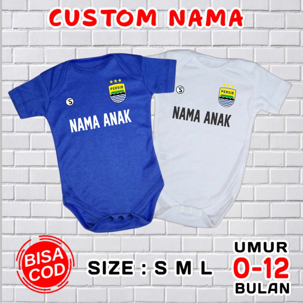 jumper bola bayi Persib bandung GRATIS CUSTOM NAMA set jamper jemper romper kaos pakaian kado bayi l