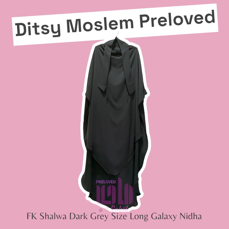 FK Shalwa Ditsy Moslem Dark Grey Long