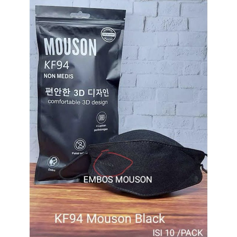 MASKER KF94 MOUSON 4PLY EMBOS ISI 10PCS/BOX (tali senada)