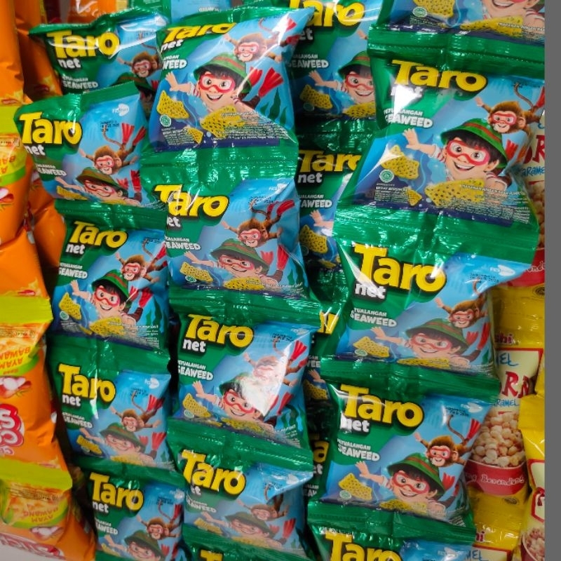 

taro seaweed potato barbecue 8 gram 8gr 1 renceng isi 10 pcs chiki taro