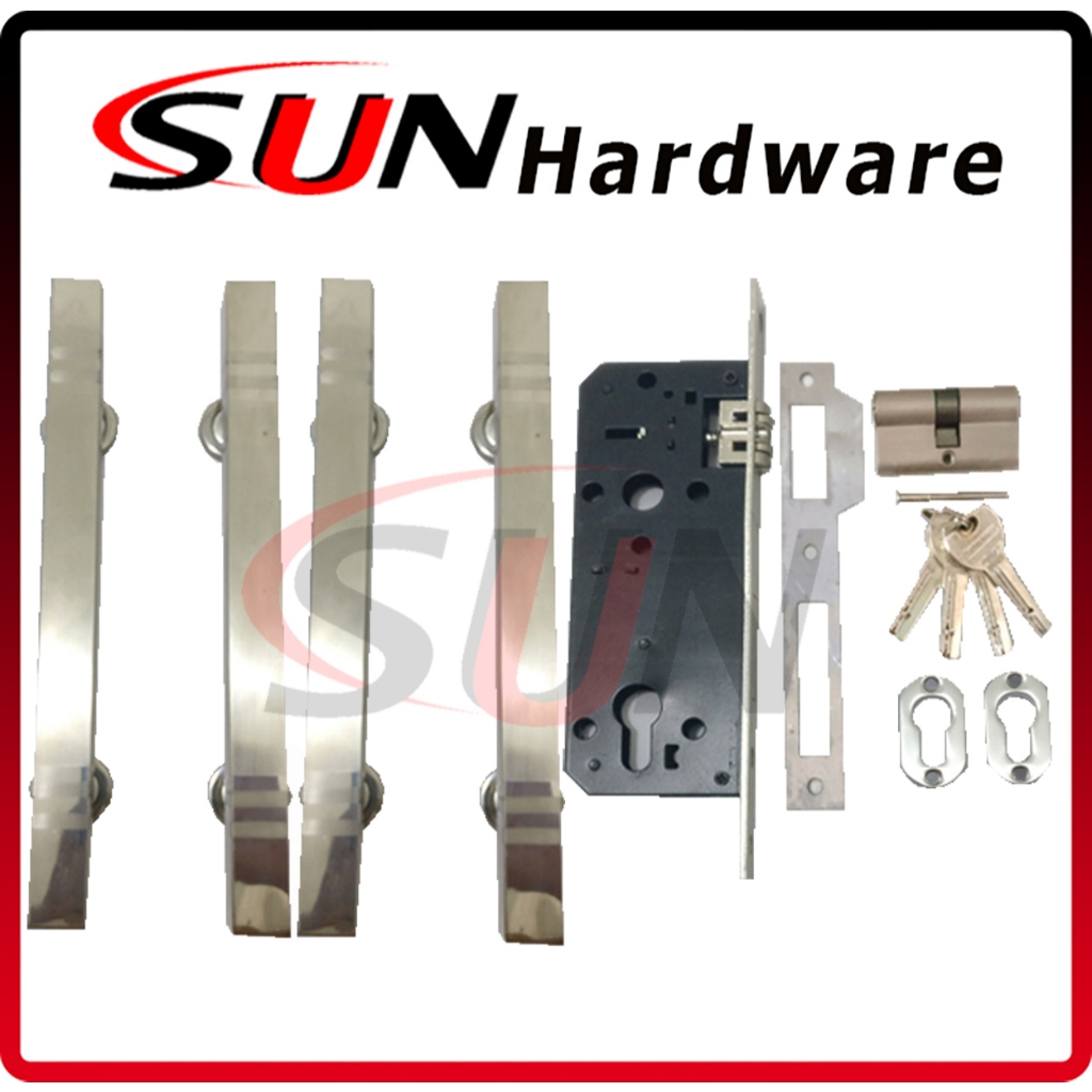 Paket 2 Set Gagang Handle Tarikan Pintu Tarung Kupu Kupu Rumah Kotak Persegi Handel Stainless Chrome
