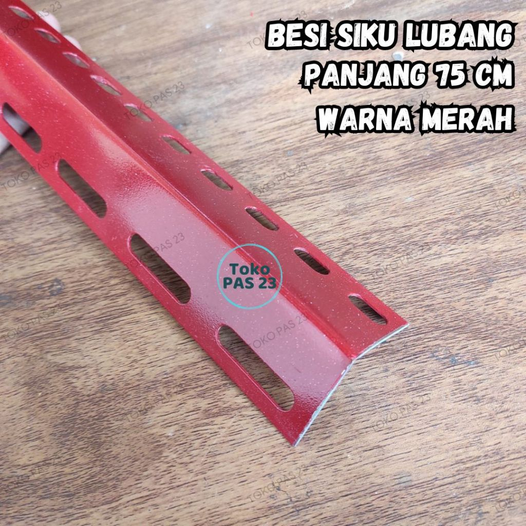 TOKO PAS 23 | BESI SIKU LUBANG BESI SIKU RAK PANJANG 75cm WARNA MERAH