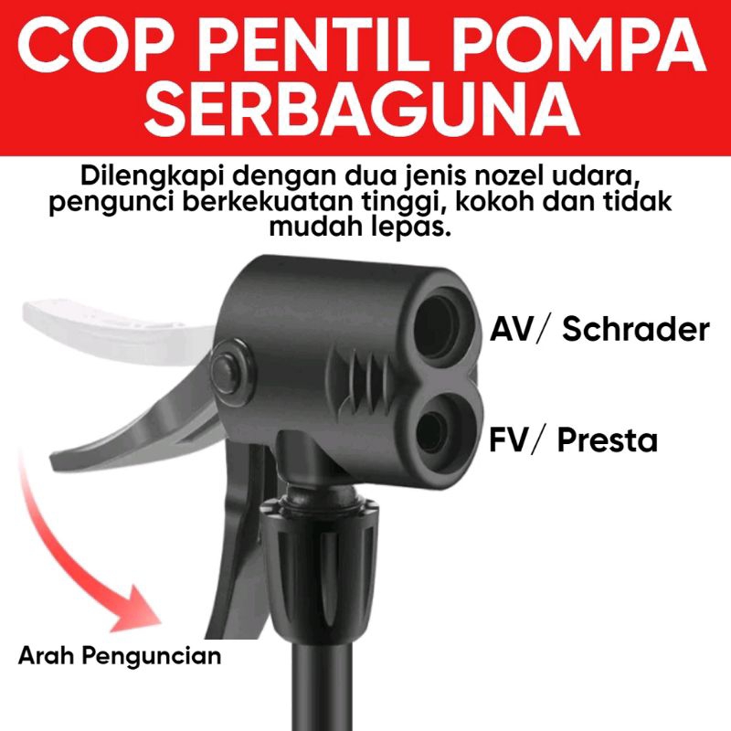 cup pompa lubang 2 kepala pompa sepeda universal