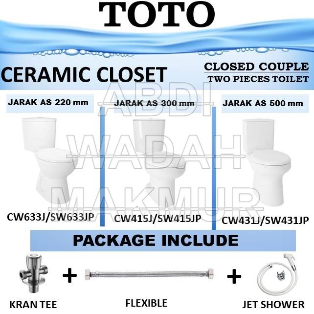 Closet Ceramic Two Pieces TOTO ( Closet Duduk ) Complete Set