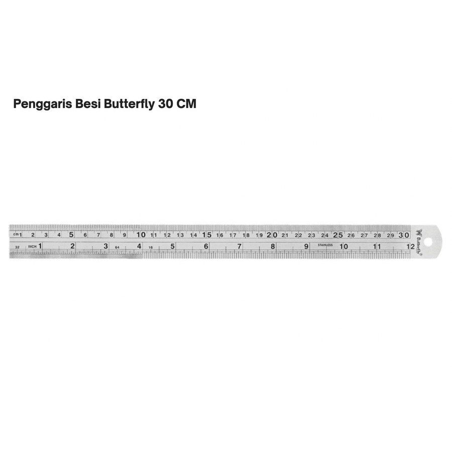 

Penggaris BESI 30cm Penggaris Butterfly Stainless Steel Ruler Mistar pengaris 30 cm ATK1532BF