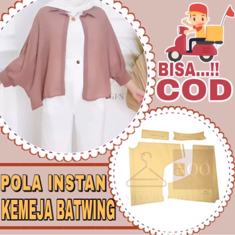 BISA COD✔️ Pola instan kemeja batwing oversize - pola jiplak kemeja kelelawar - pola jahit kemeja ke