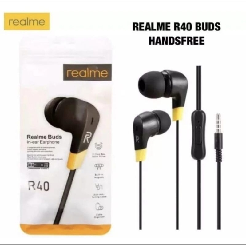 BATAM GROSIR (ER) HEADSET REALME R40 / R40 HF WIRED / HANDSFREE REALME BUDS R40 EXTRA BASS WITH MICR