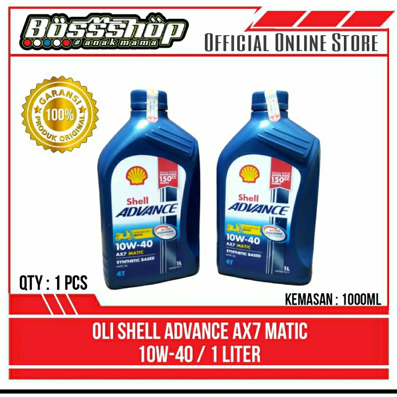Shell Advance Ax7 Matic 10w-40 1 Liter Oli Shell AX7 Matic 150cc PCX NMAX AEROX
