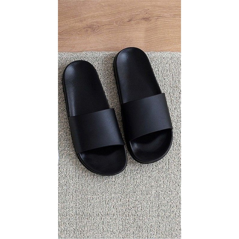 Sandal Slop Polos Hitam Sandal Slip On Polos Pria Wanita Sandal Slide Karet Hitam Polos