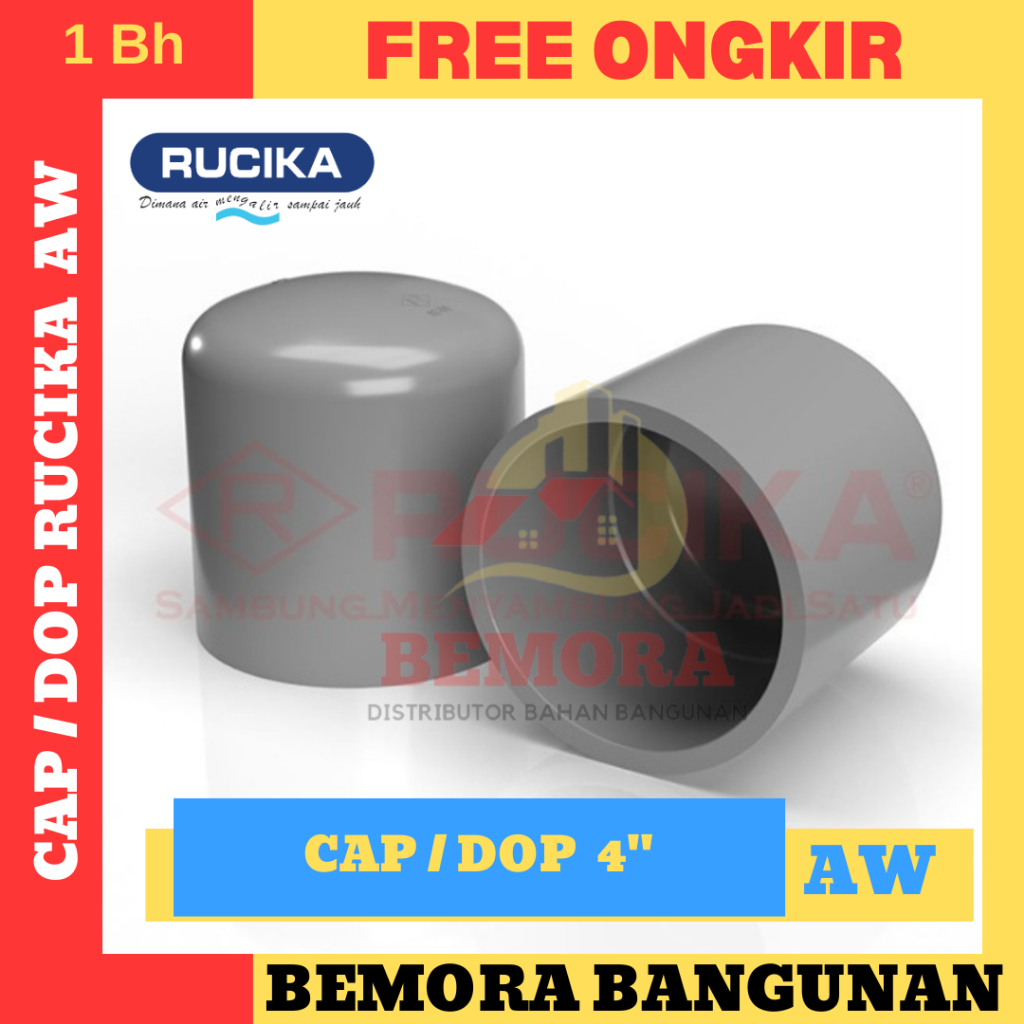 Dop polos rucika / cap polos / dop 4 inch aw pvc (Harga Grosir)