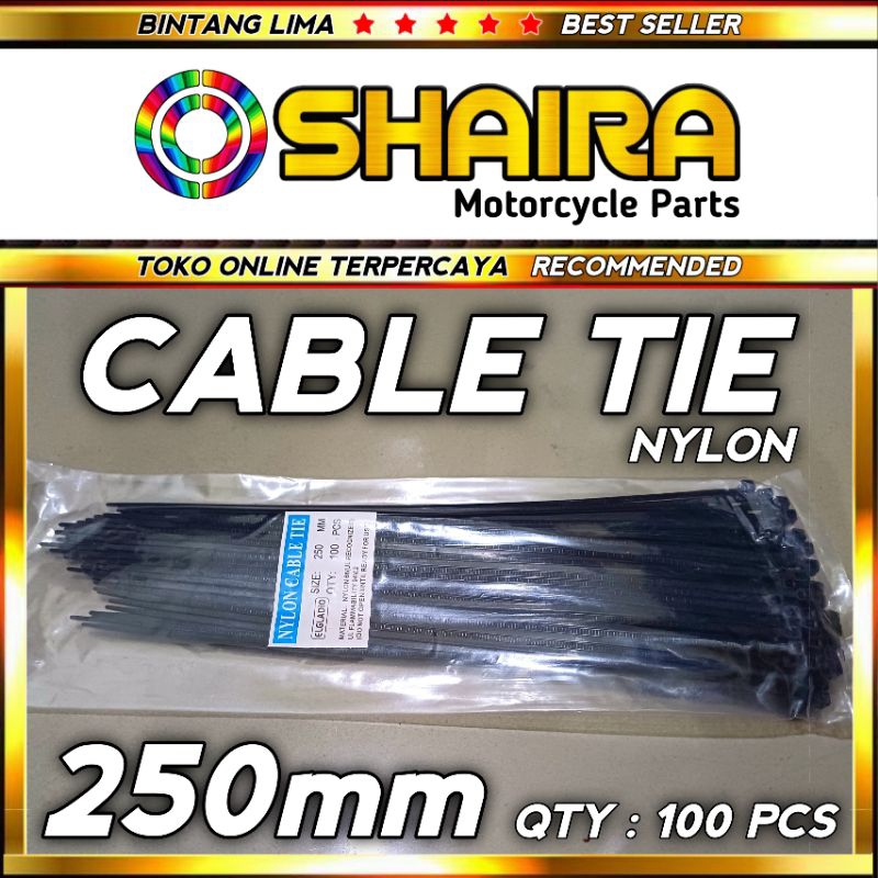 

NYLON CABLE TIE - TALI TIES HITAM / KABEL TIES 25 CM (1 PACK ISI 100) TALI PENGIKAT