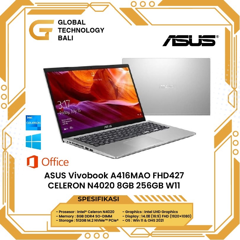ASUS Vivobook A416MAO FHD427 CELERON N4020 8GB 256GB