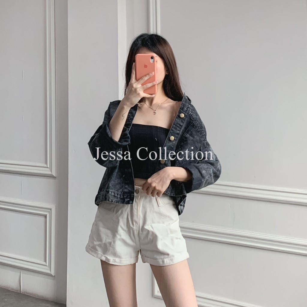 Rey Denim Jacket AD Jaket Jeans Wanita Lengan Panjang Casual