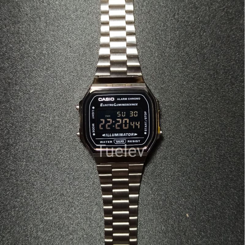 Jam Tangan Casio Vintage A168WGG-1BDF Digital Grey Steinless Steel ORI [Second]
