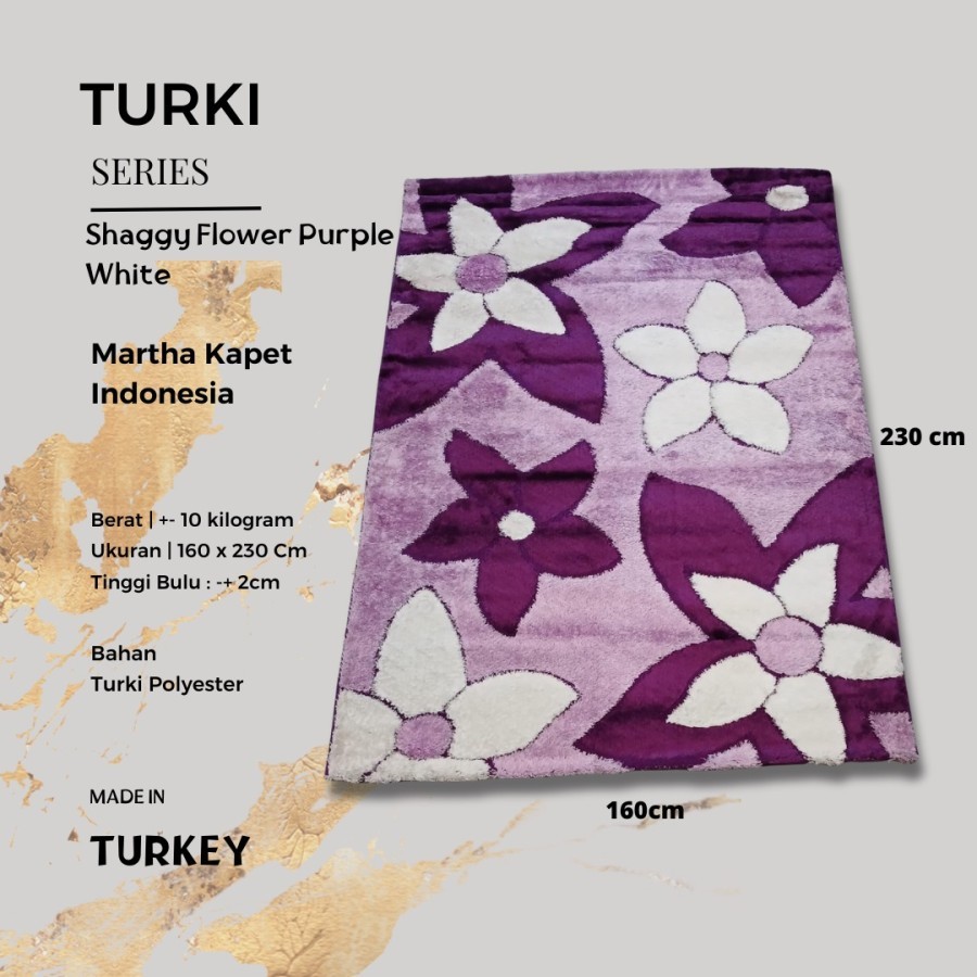 Karpet Turki Import Permadani Asli Turki 160x230 Shaggy Flower Purple. Karpet Lorong, Karpet Bulu Pe