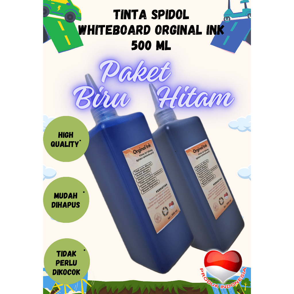 

Tinta Spidol Whiteboard Orginal Ink Tinta Isi Ulang Spidol Orginal Ink Paket Hitam & Biru 500 ml