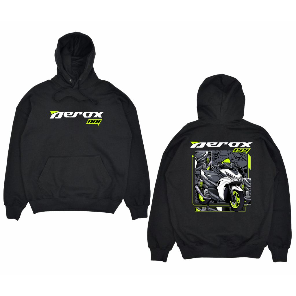 JAKET HOODIE  MOTOR AEROX 155 HIJAU BIG SIZE JUMBO