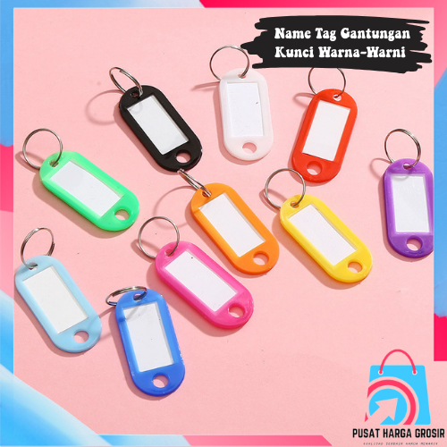 

PHG - Name Tag Gantungan Kunci Warna-Warni Label Nama Plastik Keychan Ring Name tag Ganci Colors