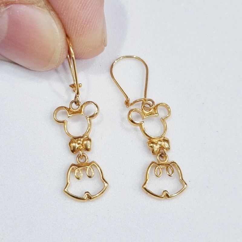 16K / 2.15 gr / 3.4 cm - Anting Emas Kawat Mickey Mouse Kadar 70% 700 - PJ