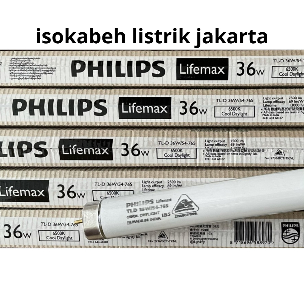 Lampu Neon Philips TL 10W 18W 36 TL-D Non Led Philips 10 18 36 WATT 6500K PUTIH