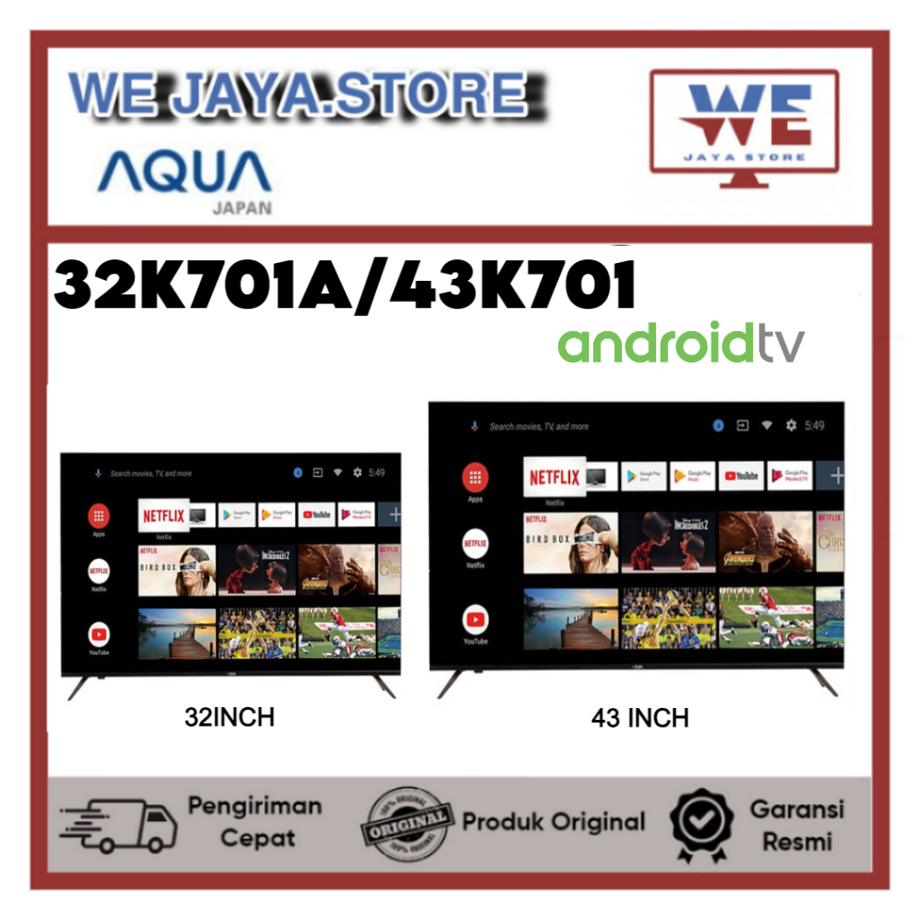 TV LED AQUA ANDROID  TV 32K701A 32INCH ANDROID TV / 43K701 43 INCH