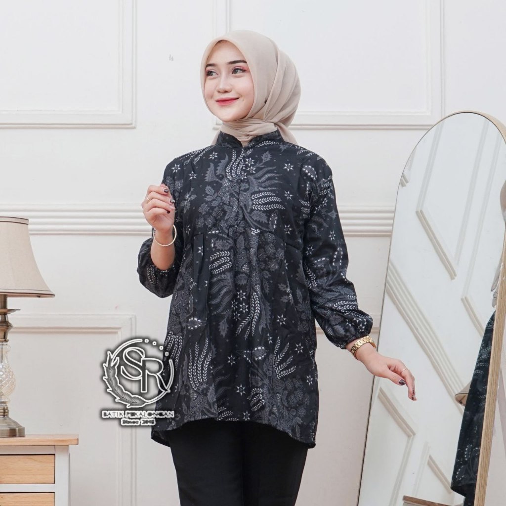ATASAN BLOUSE BATIK LENGAN BALON UKURAN (M L XL XXL) - ATASAN WANITA KANTOR WANITA PEREMPUAN DEWASA